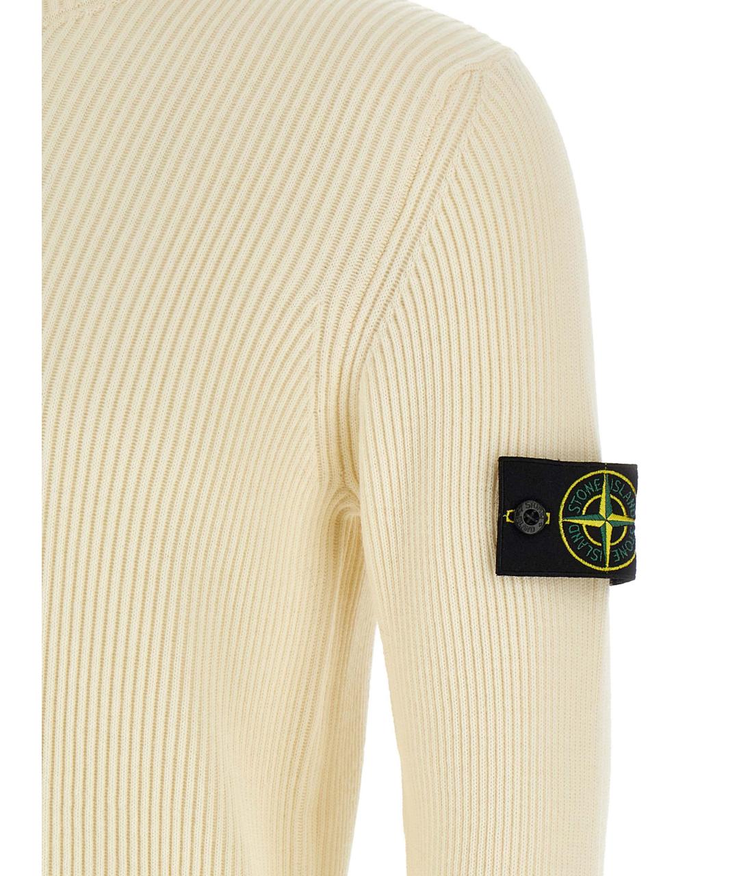 STONE ISLAND Бежевый шерстяной джемпер / свитер, фото 4