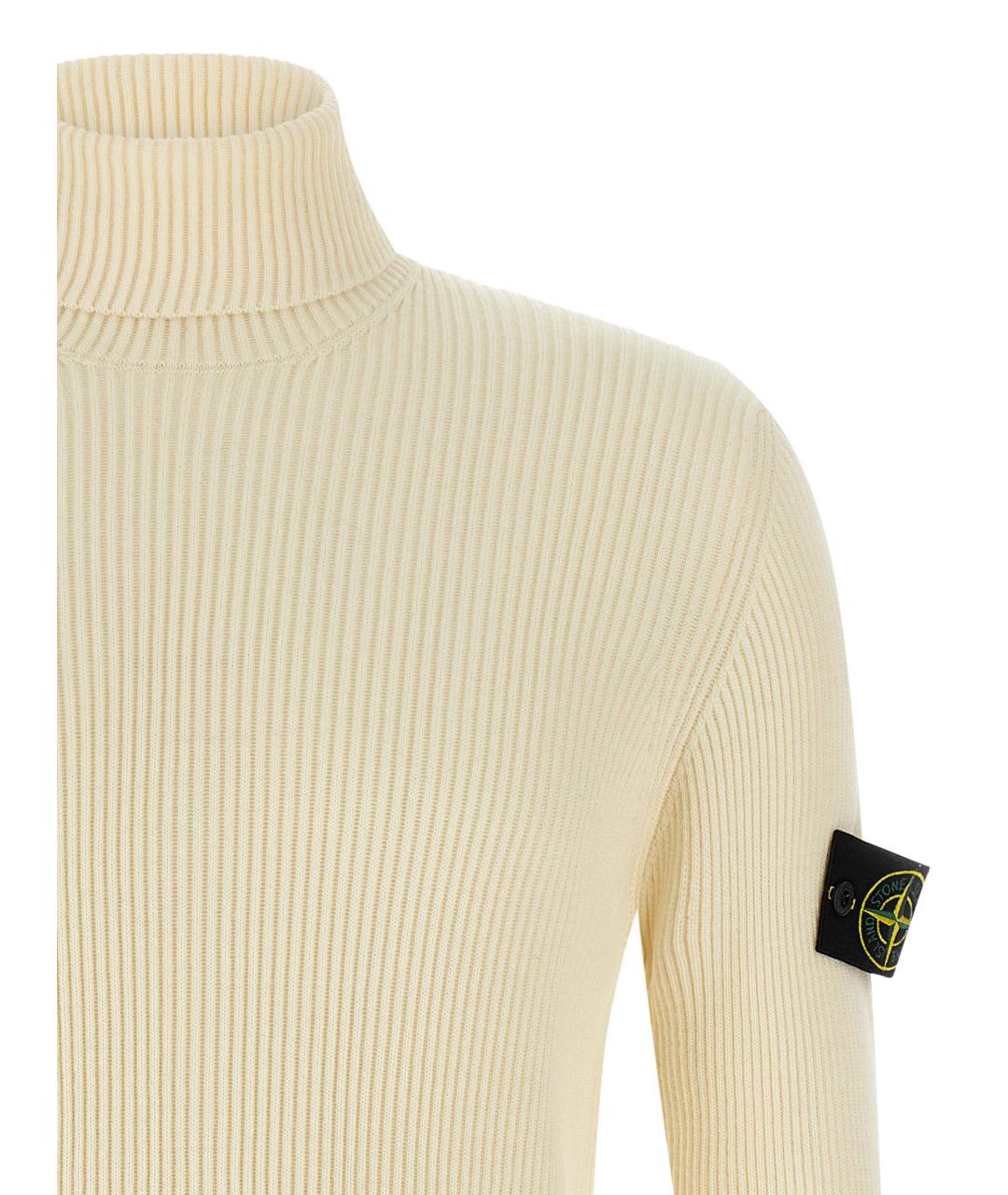 STONE ISLAND Бежевый шерстяной джемпер / свитер, фото 3