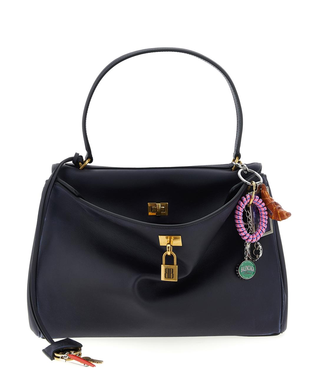 BALENCIAGA Темно-синяя кожаная сумка тоут, фото 1