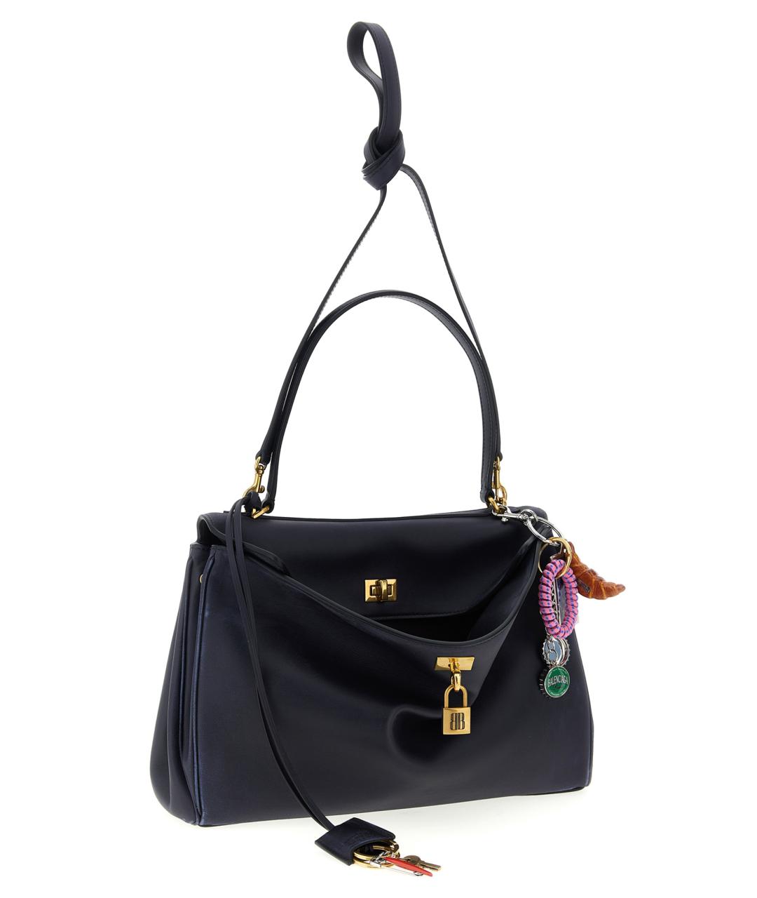 BALENCIAGA Темно-синяя кожаная сумка тоут, фото 3