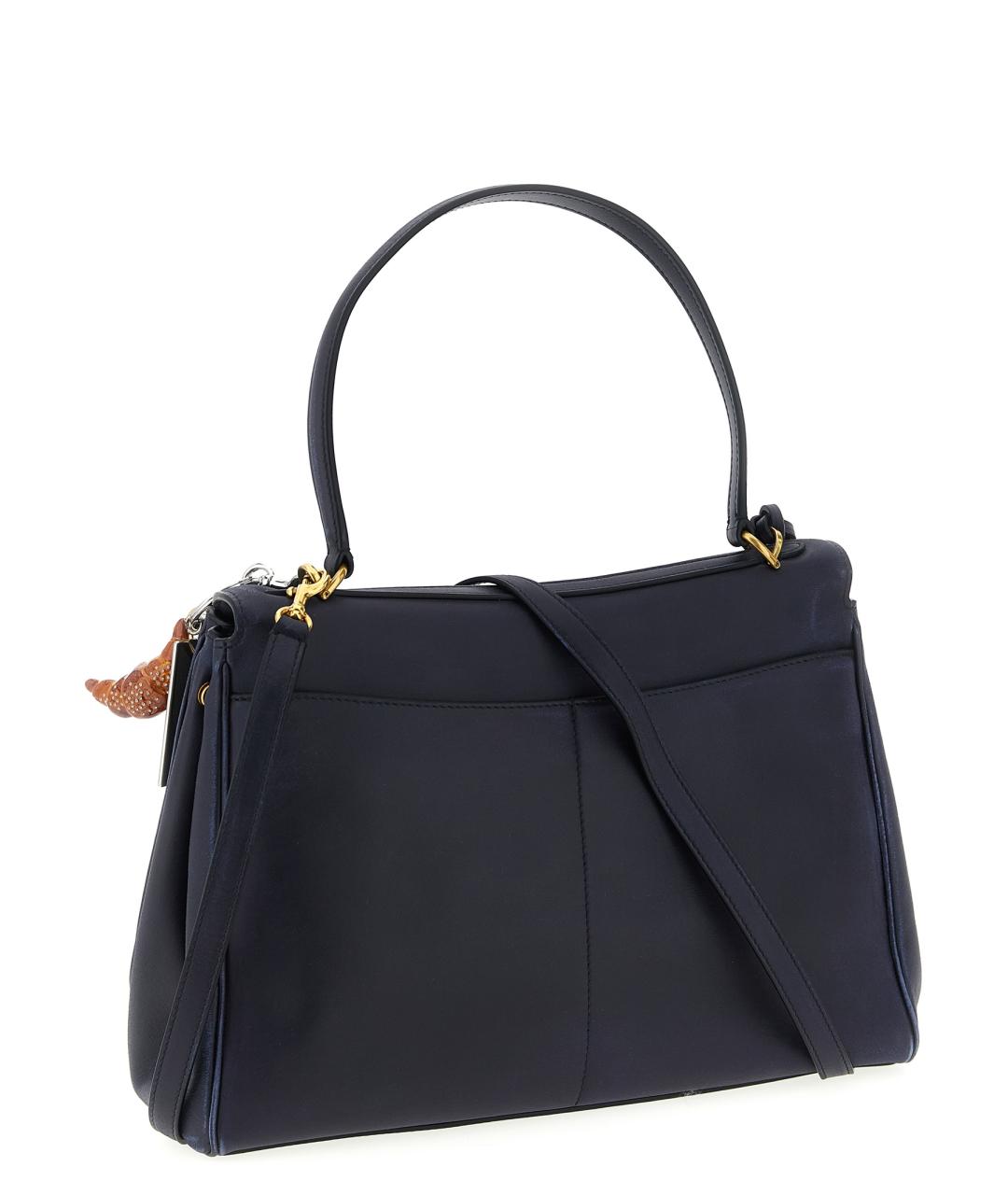 BALENCIAGA Темно-синяя кожаная сумка тоут, фото 2