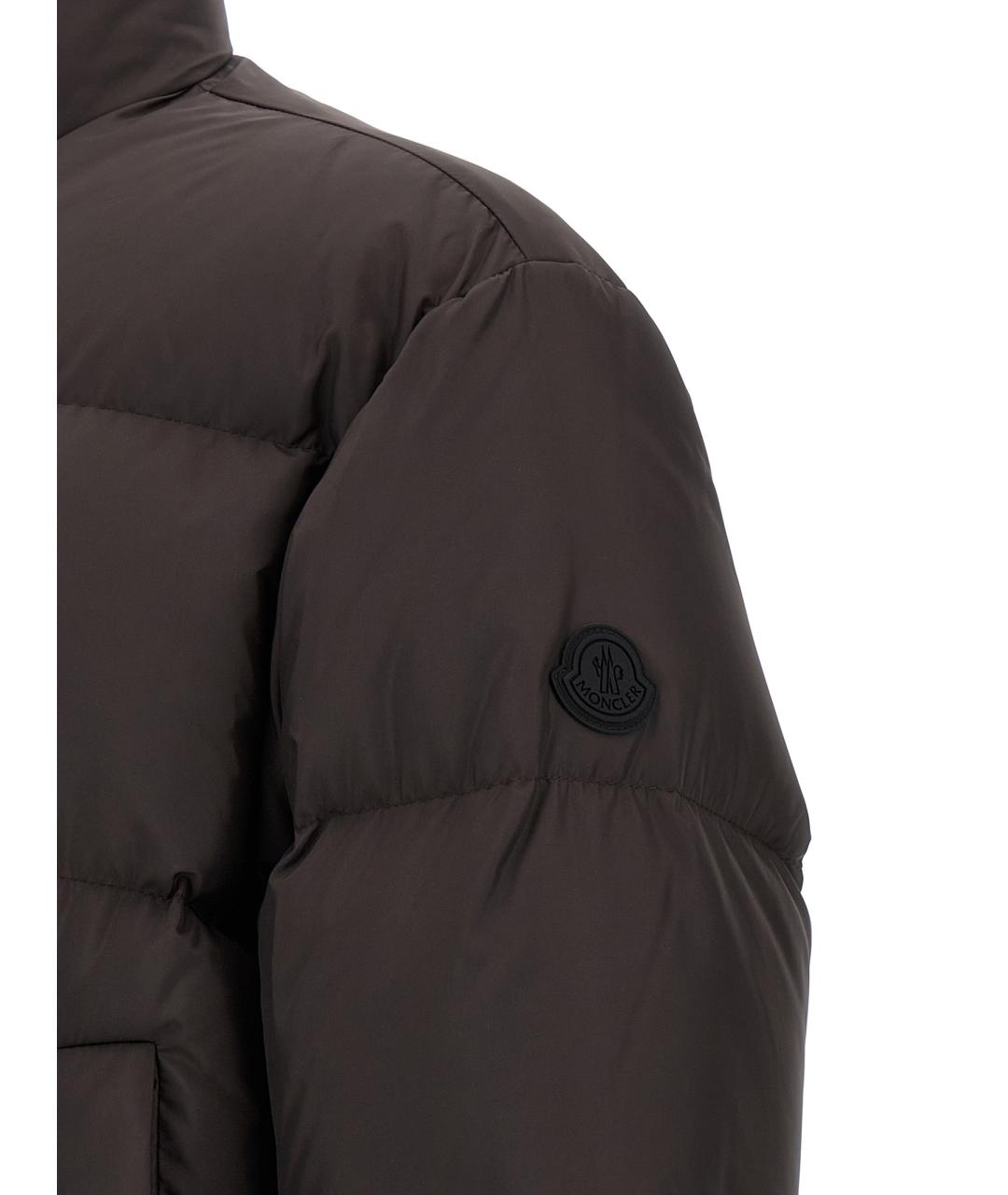 MONCLER Коричневый полиэстеровый пуховик, фото 4