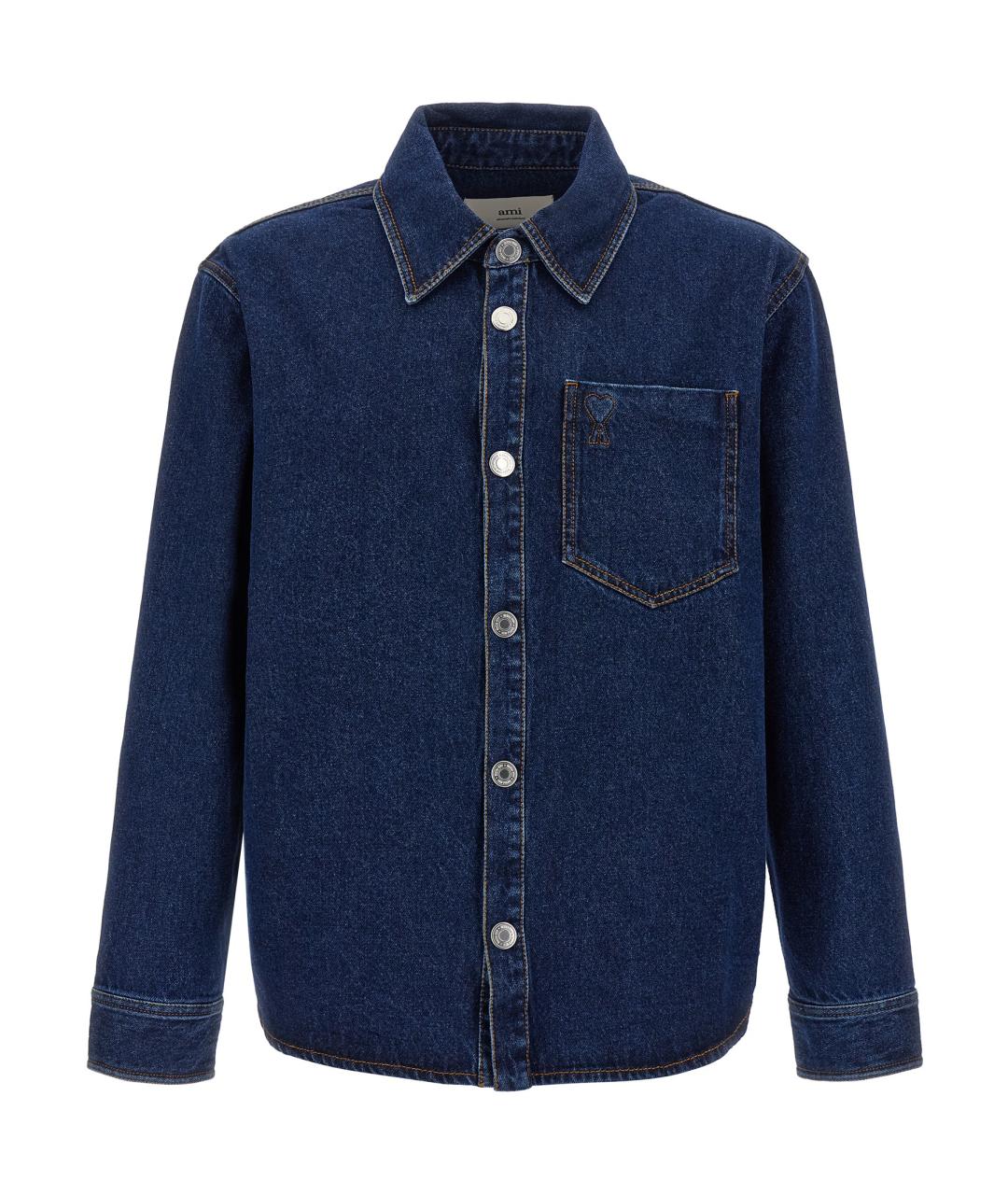 Ami Paris Синяя хлопковая кэжуал рубашка, фото 1