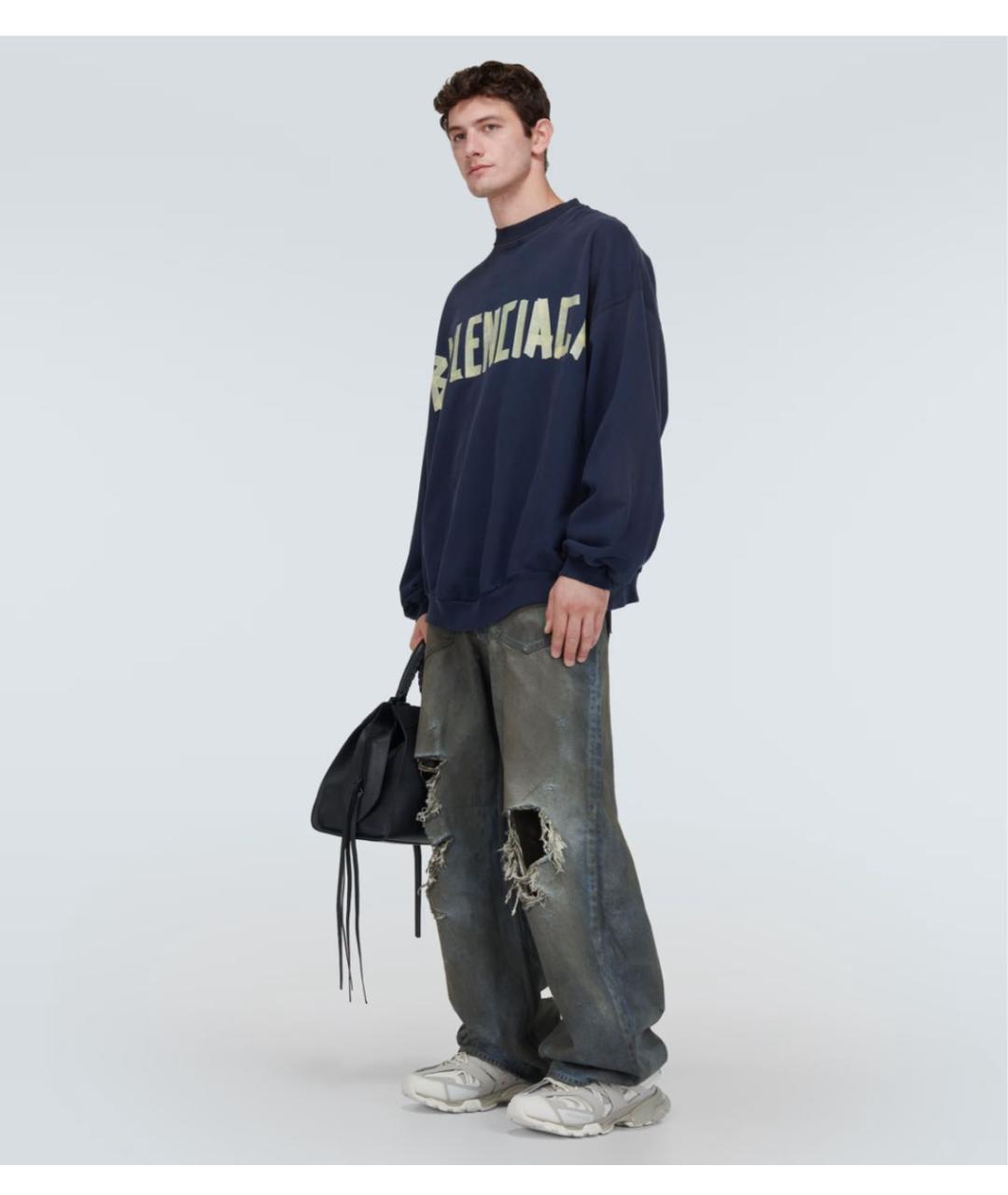 BALENCIAGA Темно-синие хлопковые прямые джинсы, фото 5