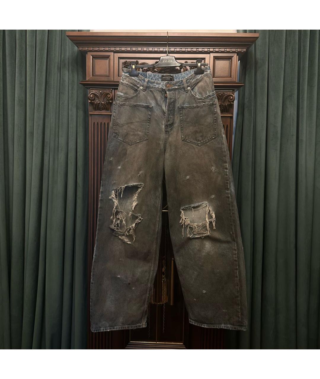 BALENCIAGA Темно-синие хлопковые прямые джинсы, фото 7