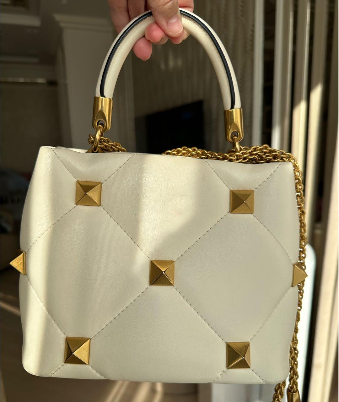 VALENTINO Белая кожаная сумка с короткими ручками, фото 3