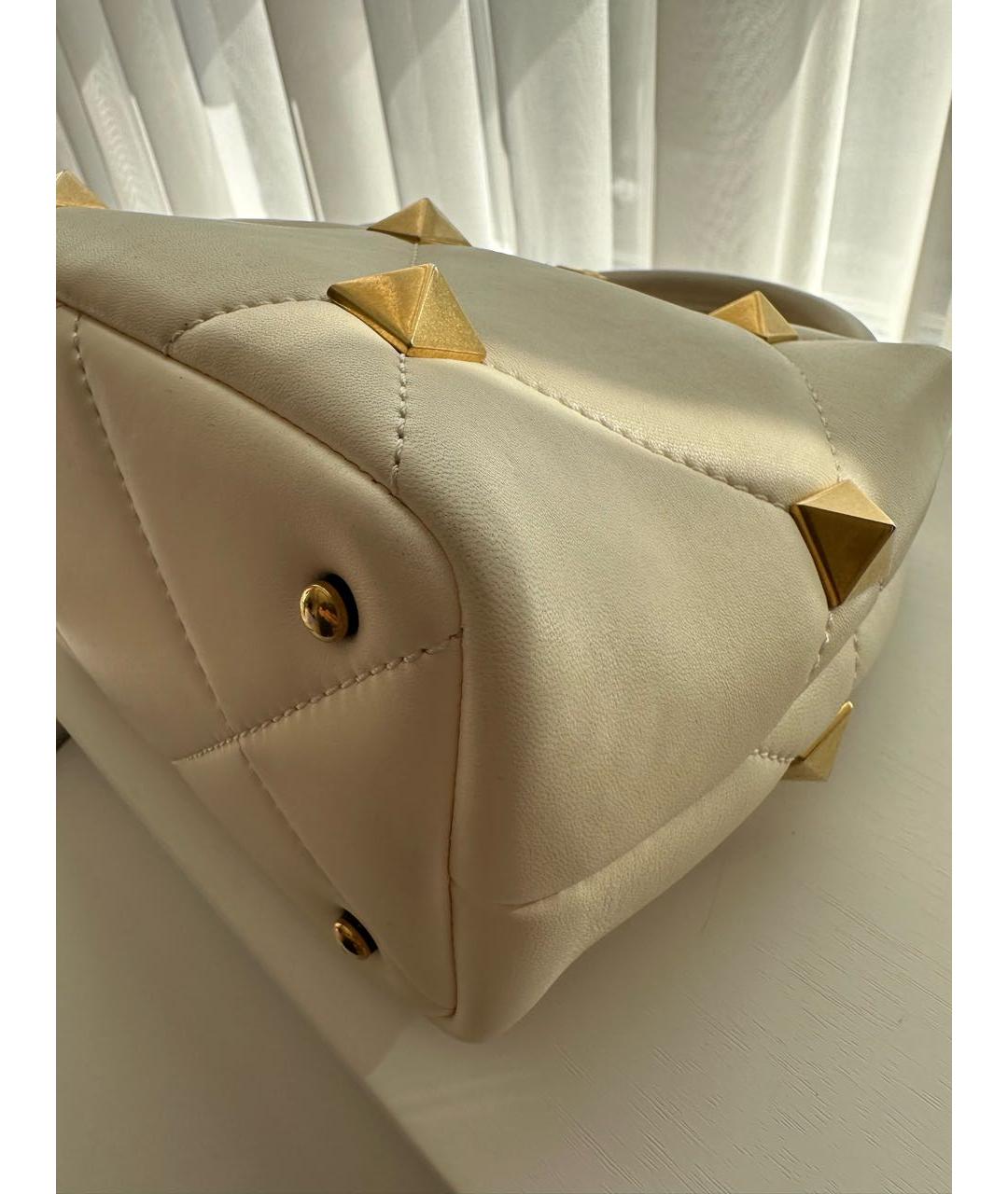 VALENTINO Белая кожаная сумка с короткими ручками, фото 6