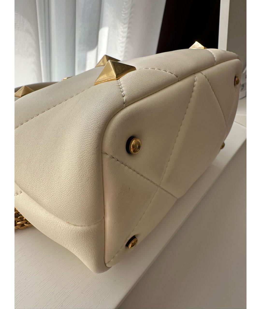 VALENTINO Белая кожаная сумка с короткими ручками, фото 7