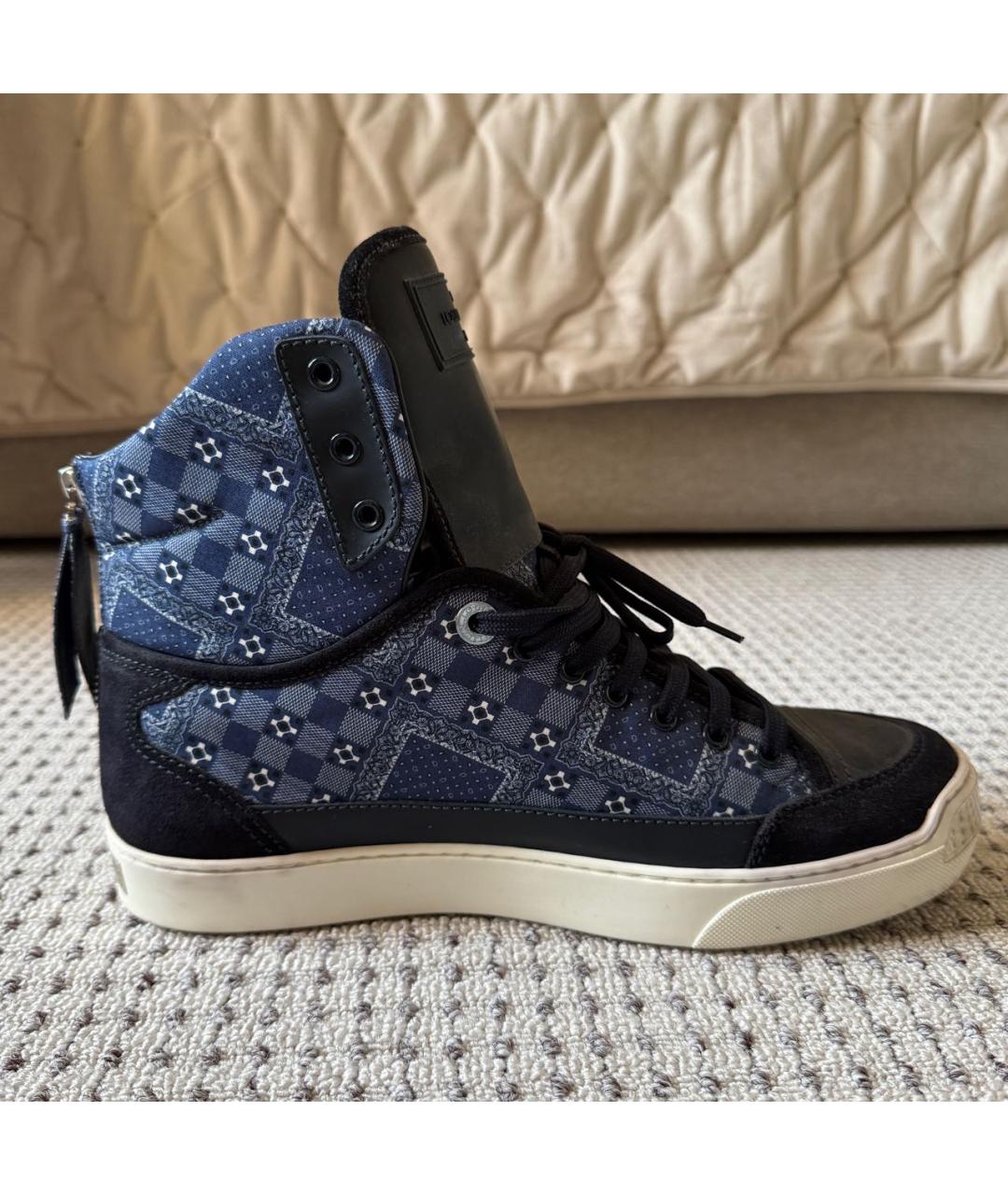 LOUIS VUITTON Синие текстильные высокие кроссовки / кеды, фото 6