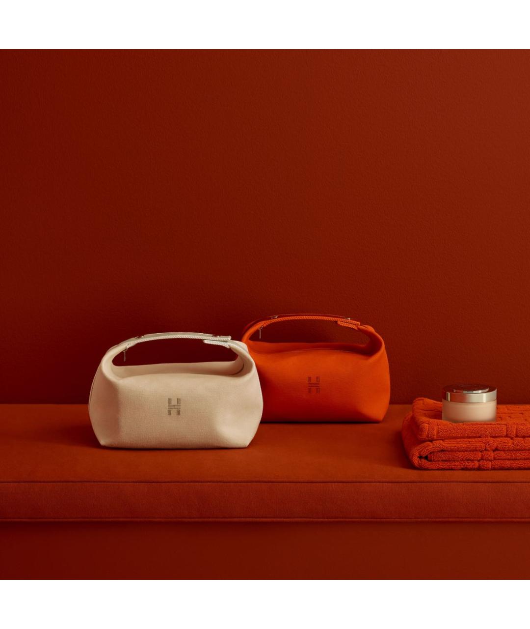 HERMES Оранжевая хлопковая косметичка, фото 4