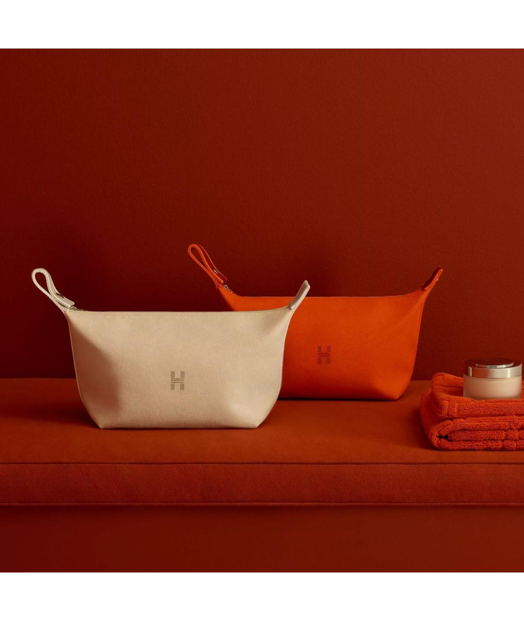 HERMES Бежевая хлопковая косметичка, фото 4