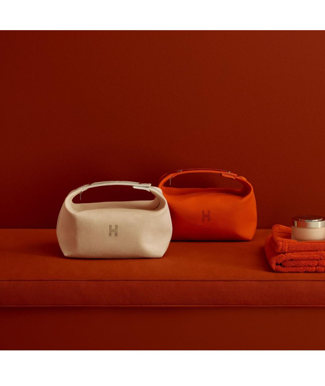 HERMES Бежевая хлопковая косметичка, фото 3