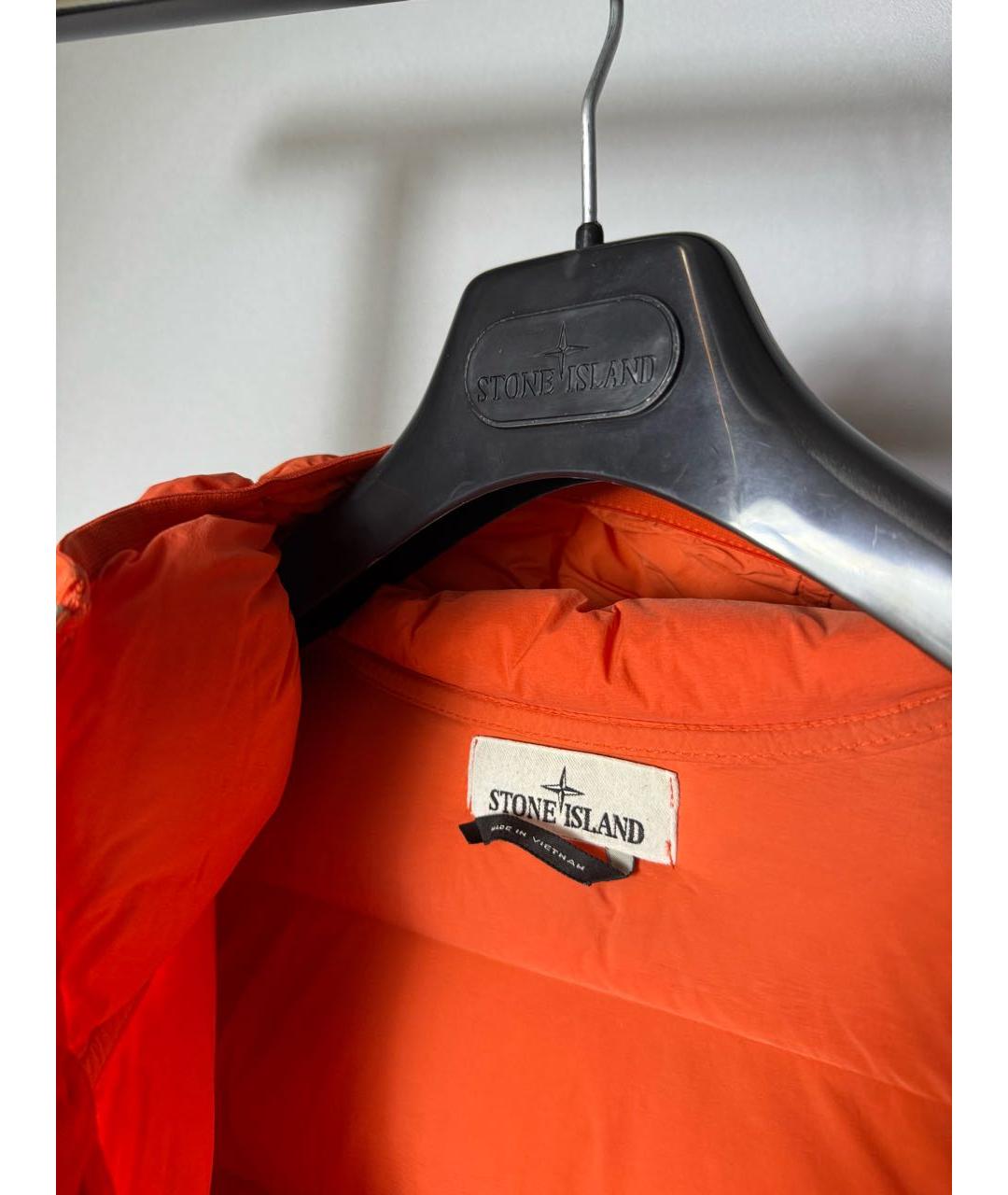STONE ISLAND Оранжевый полиэстеровый пуховик, фото 4