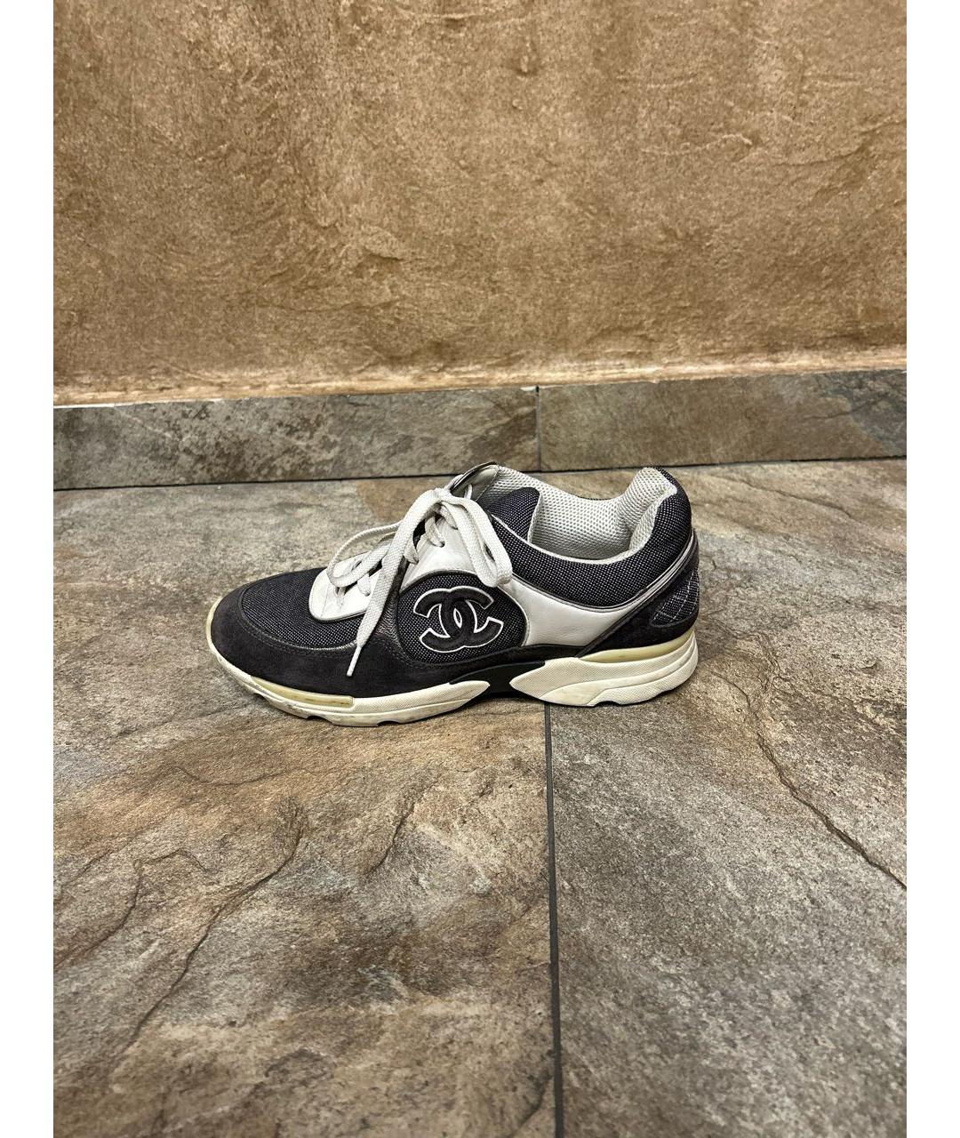 CHANEL Серые кожаные кроссовки, фото 6