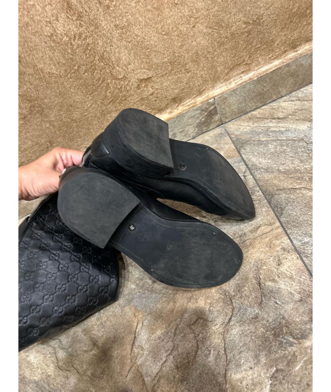 GUCCI Черные кожаные сапоги, фото 5