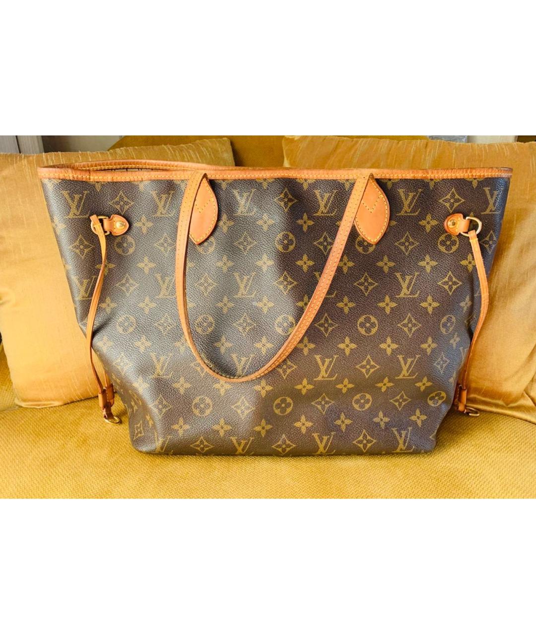 LOUIS VUITTON Коричневая кожаная сумка тоут, фото 9