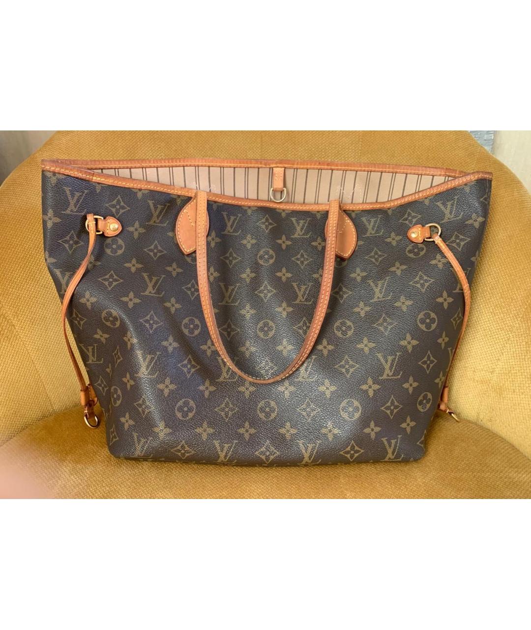 LOUIS VUITTON Коричневая кожаная сумка тоут, фото 3
