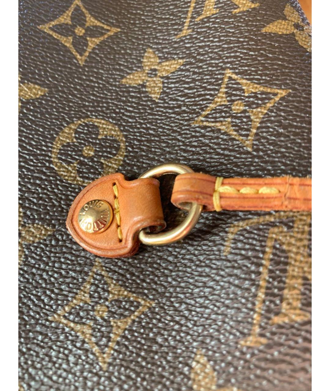 LOUIS VUITTON Коричневая кожаная сумка тоут, фото 7