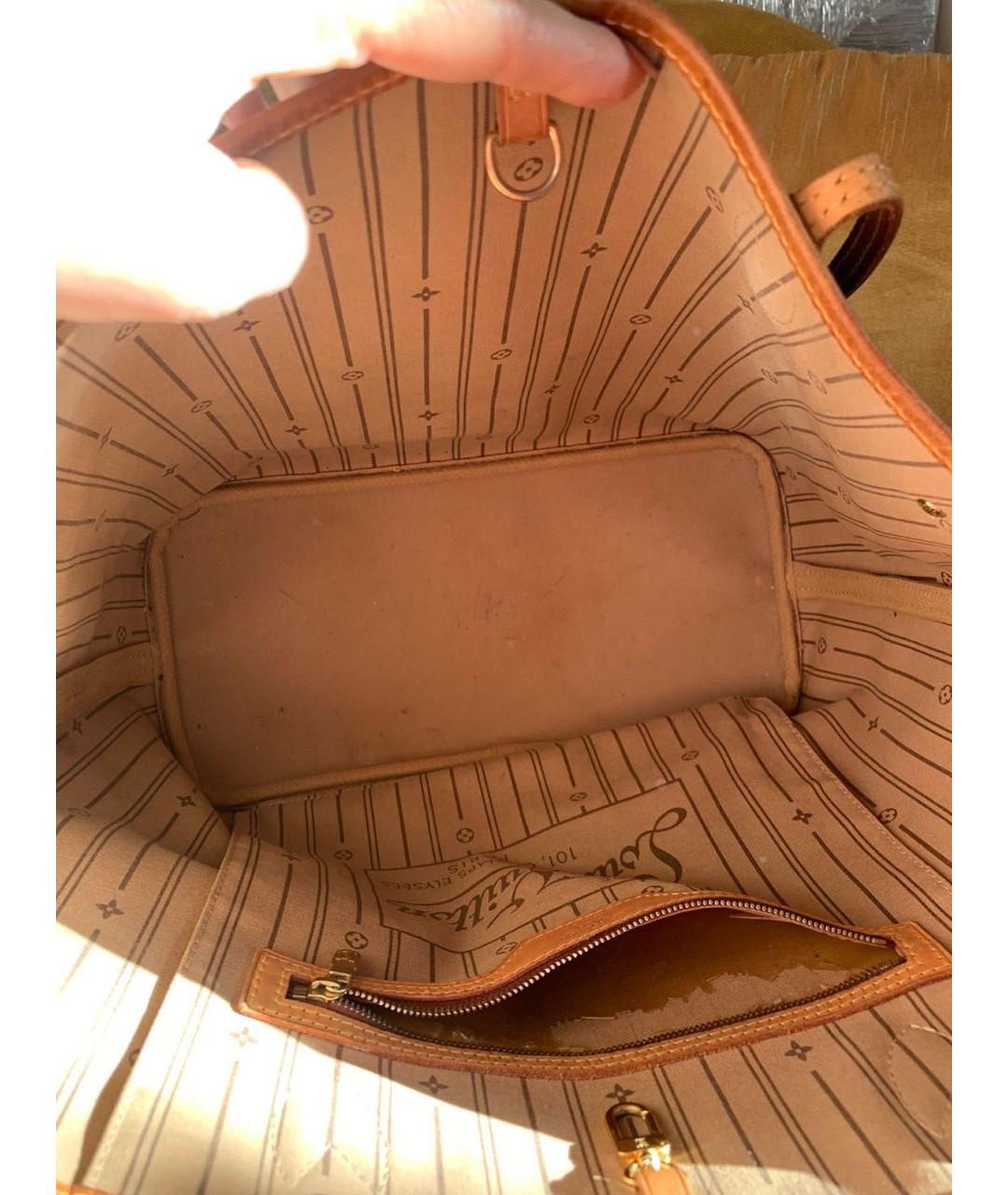 LOUIS VUITTON Коричневая кожаная сумка тоут, фото 5
