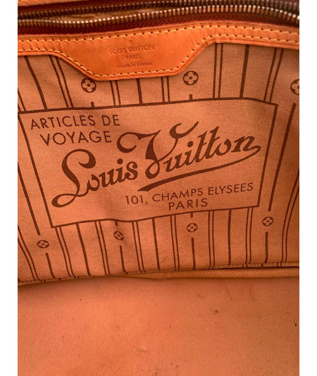LOUIS VUITTON Коричневая кожаная сумка тоут, фото 6