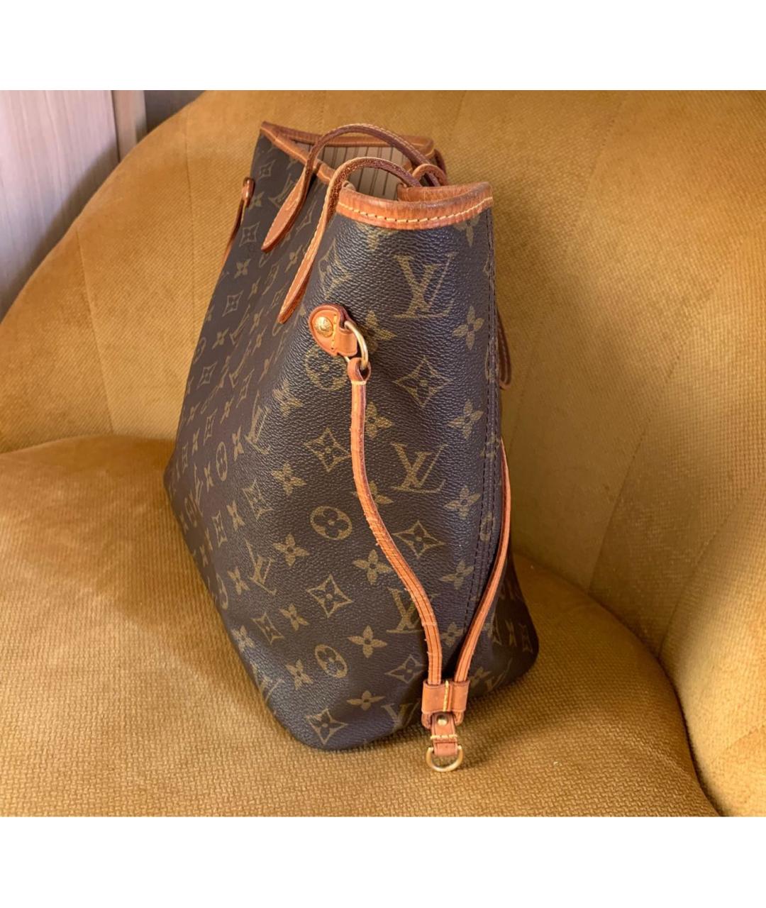 LOUIS VUITTON Коричневая кожаная сумка тоут, фото 2