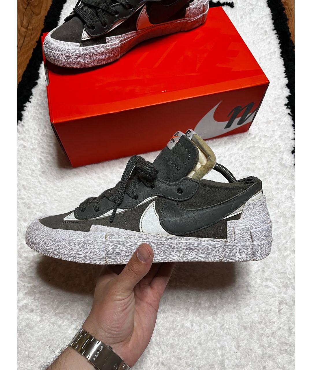 NIKE Серые замшевые низкие кроссовки / кеды, фото 2