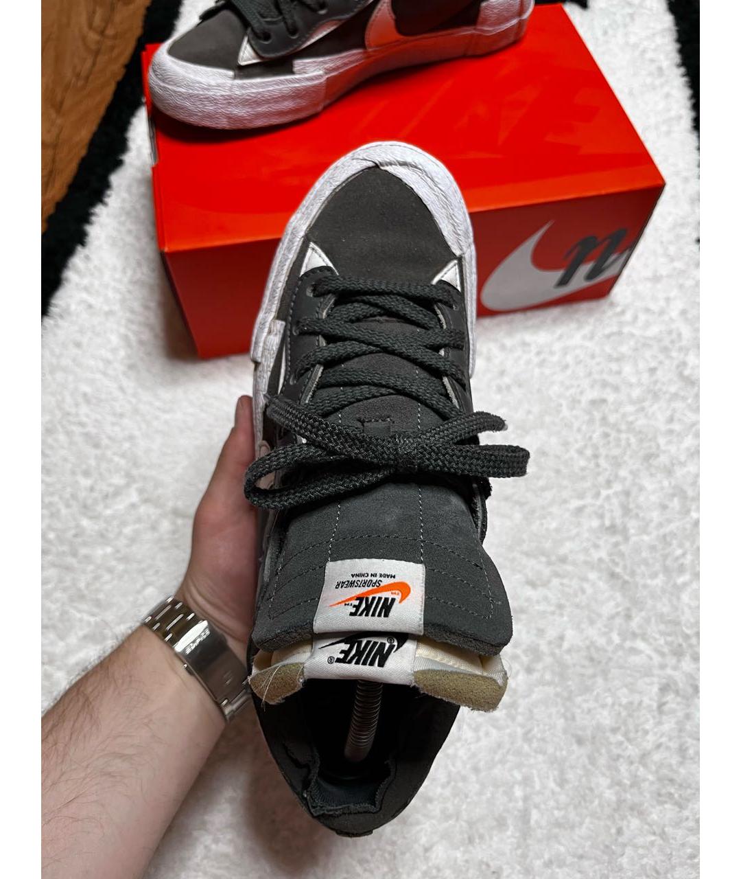 NIKE Серые замшевые низкие кроссовки / кеды, фото 3