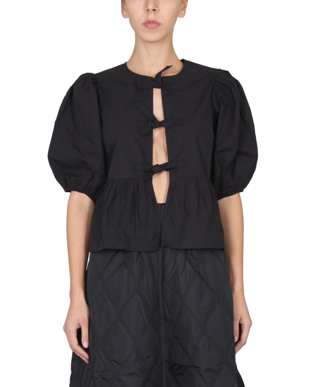GANNI Черная хлопковая блузы, фото 2
