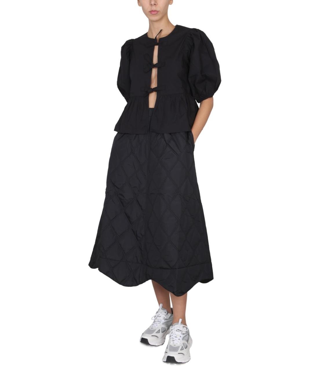 GANNI Черная хлопковая блузы, фото 3