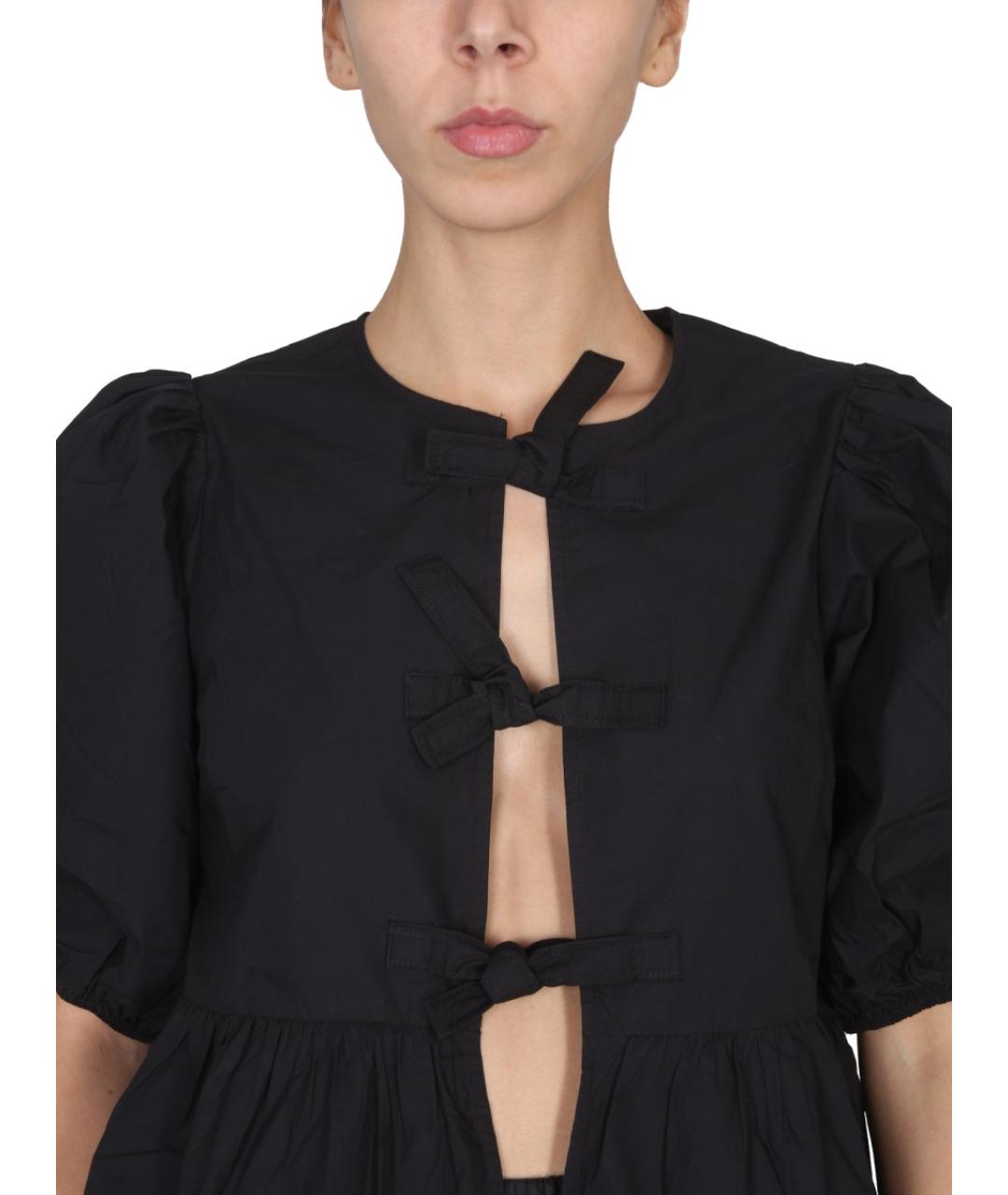 GANNI Черная хлопковая блузы, фото 5