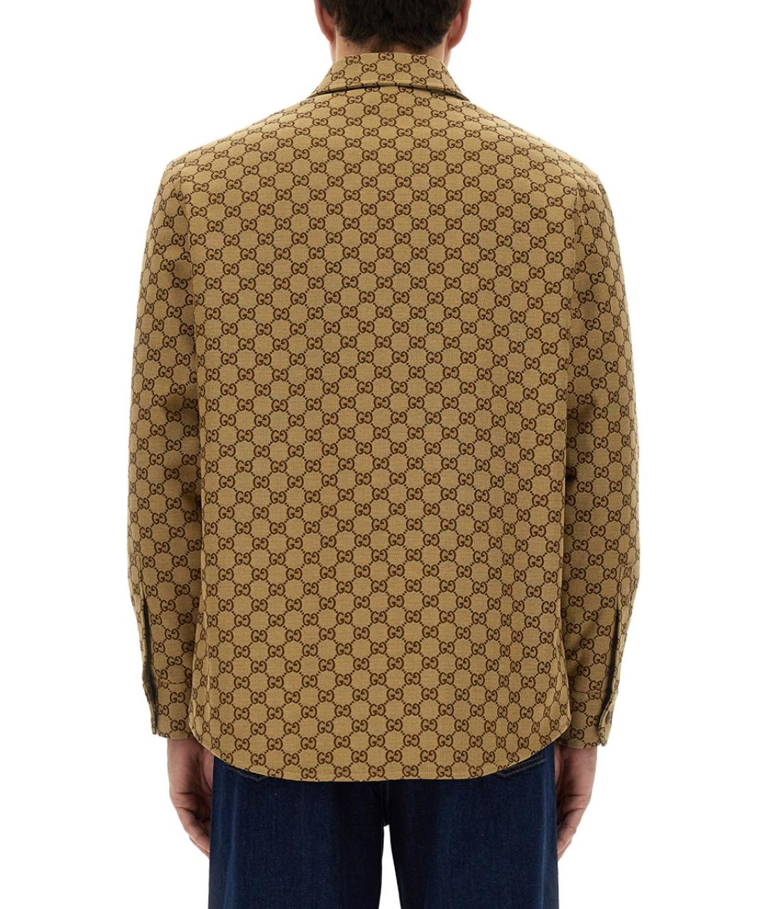 GUCCI Бежевая хлопковая кэжуал рубашка, фото 4
