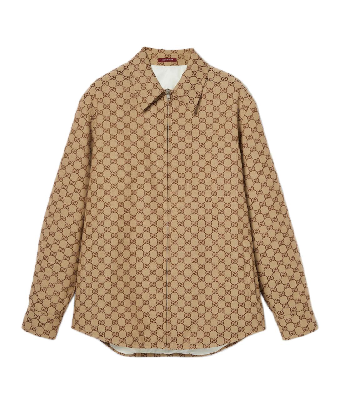 GUCCI Бежевая хлопковая кэжуал рубашка, фото 1