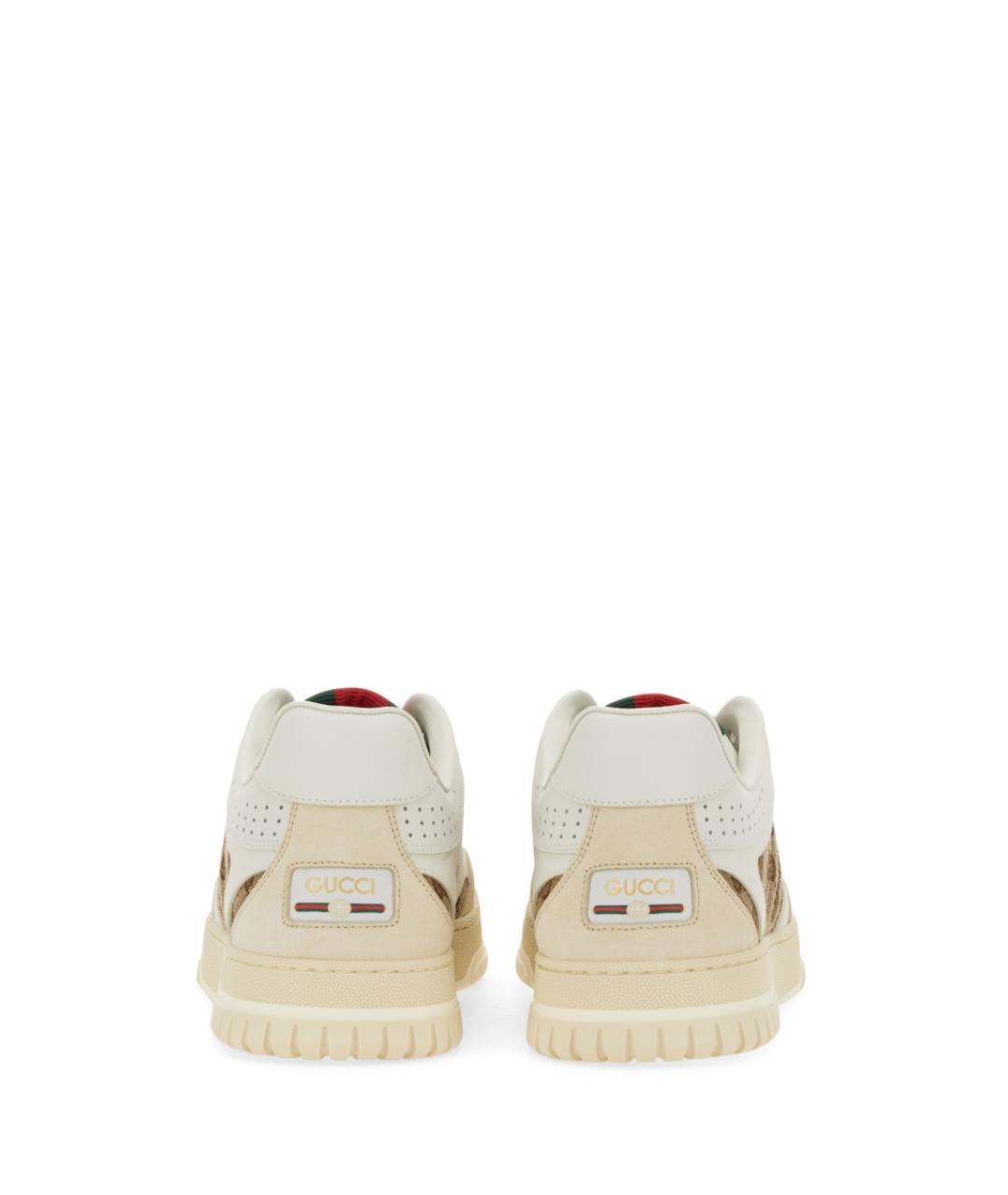 GUCCI Бежевые кожаные низкие кроссовки / кеды, фото 3