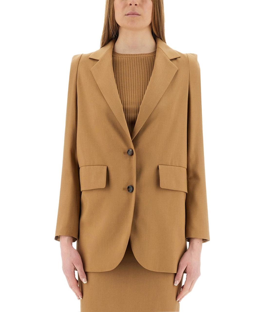MAX MARA Бежевый шерстяной жакет/пиджак, фото 2
