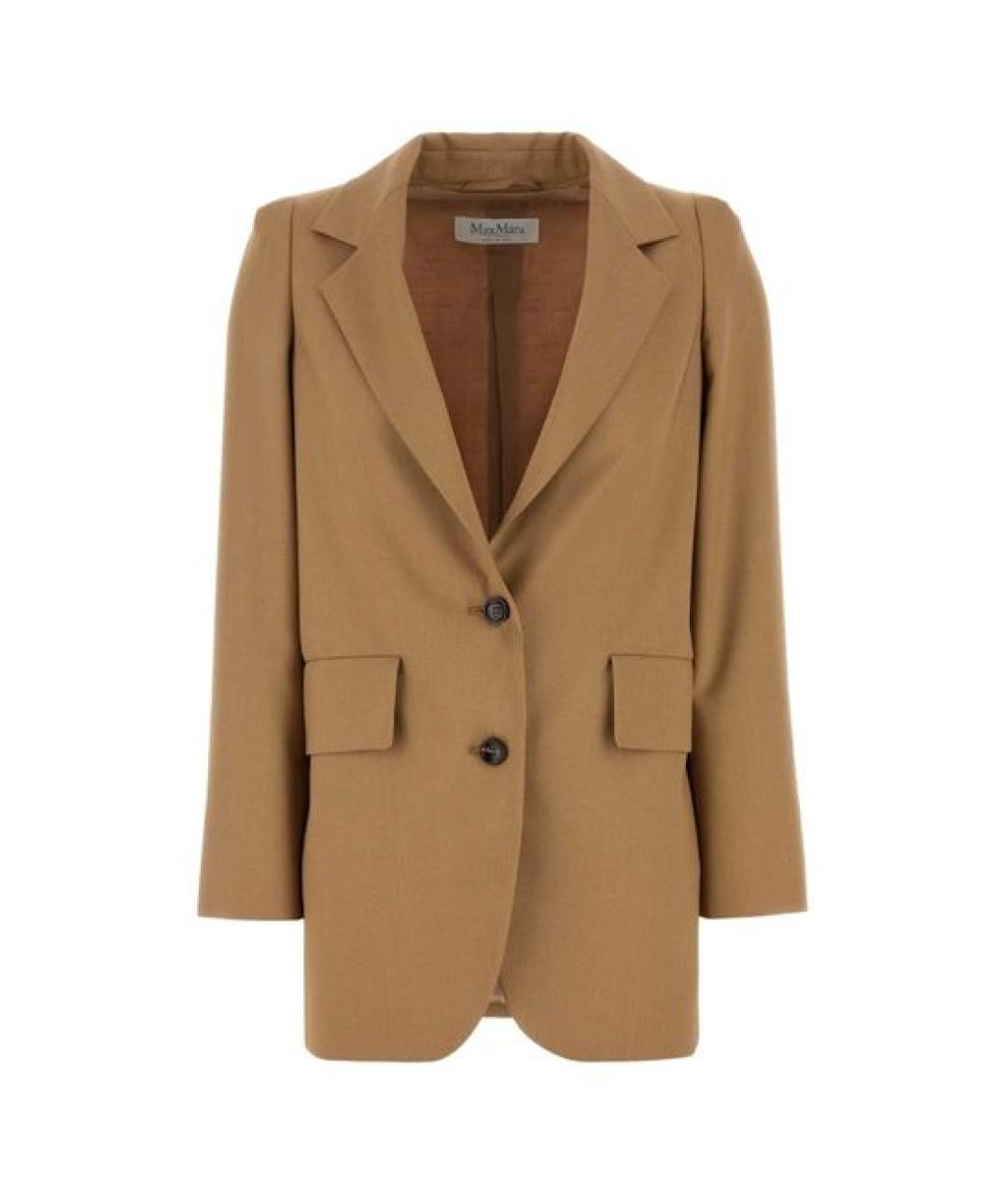 MAX MARA Бежевый шерстяной жакет/пиджак, фото 1