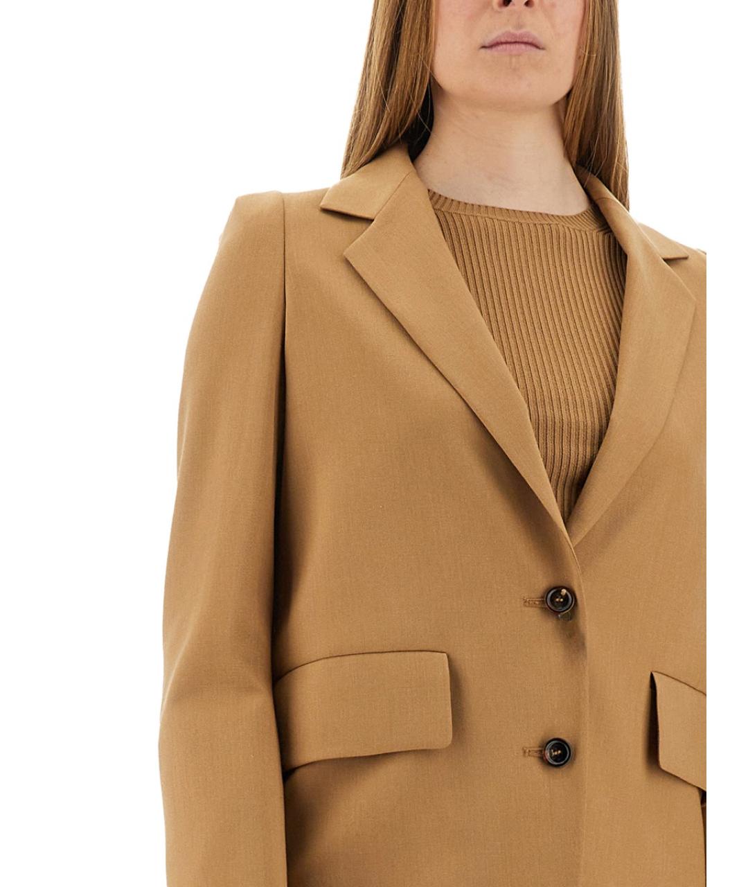 MAX MARA Бежевый шерстяной жакет/пиджак, фото 4