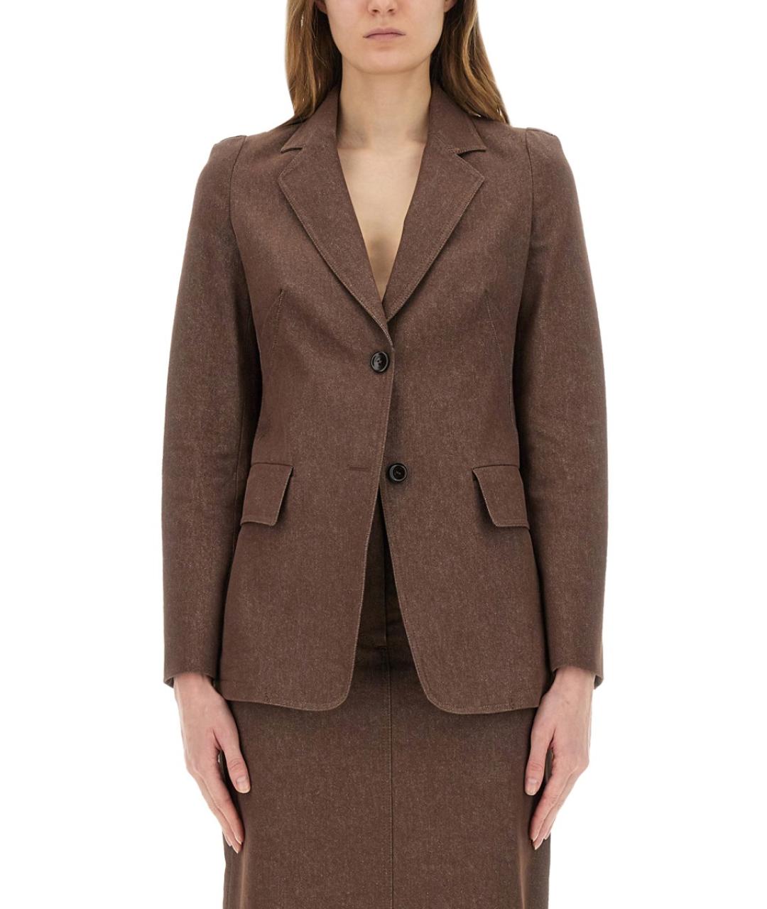 MAX MARA Коричневый хлопковый жакет/пиджак, фото 2