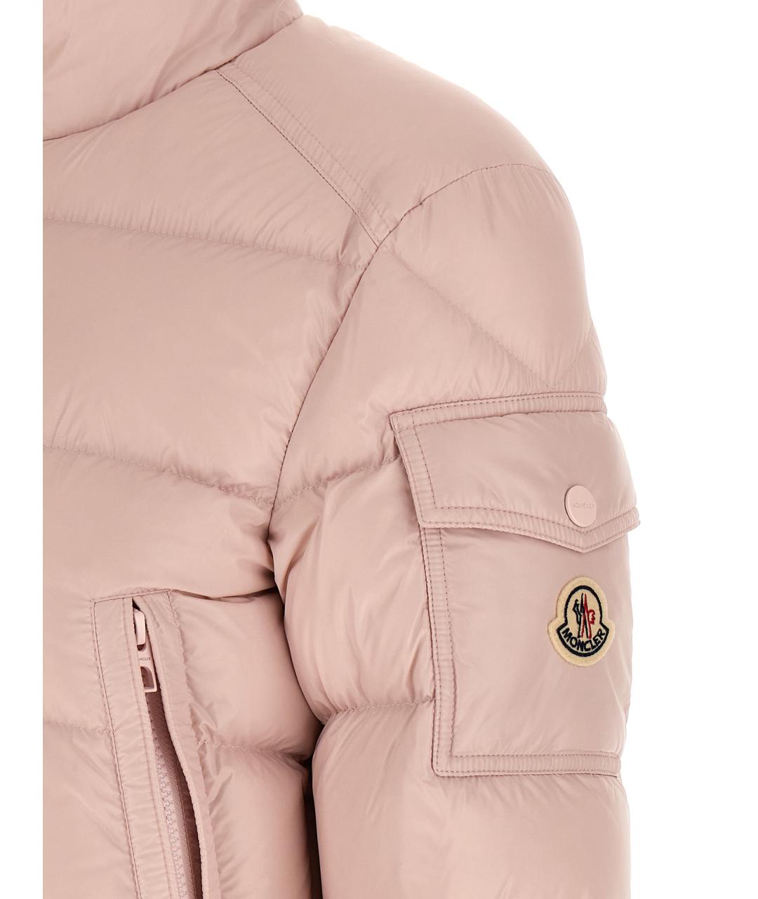MONCLER Розовый полиамидовый пуховик, фото 4