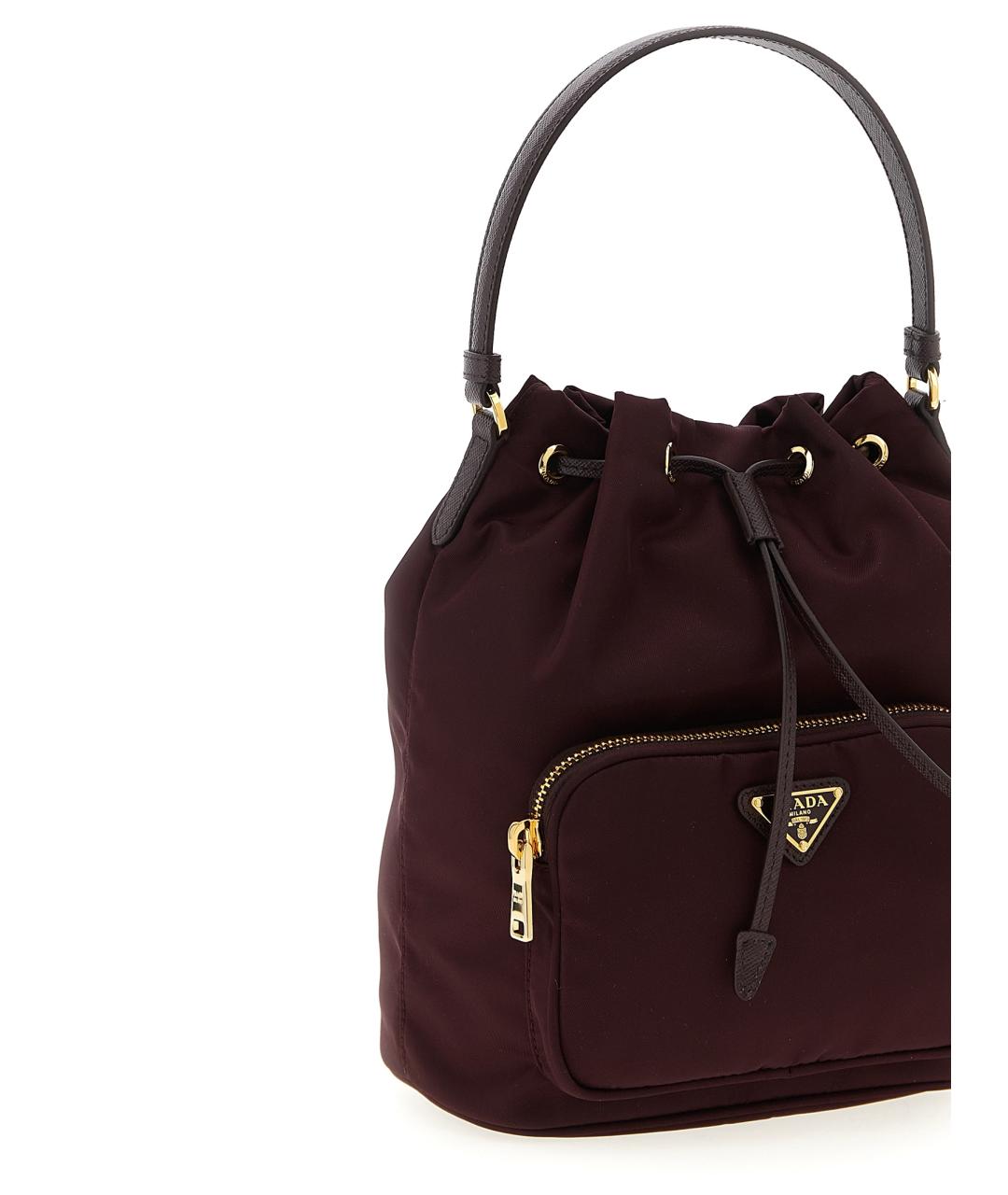 PRADA Бордовая синтетическая сумка через плечо, фото 3