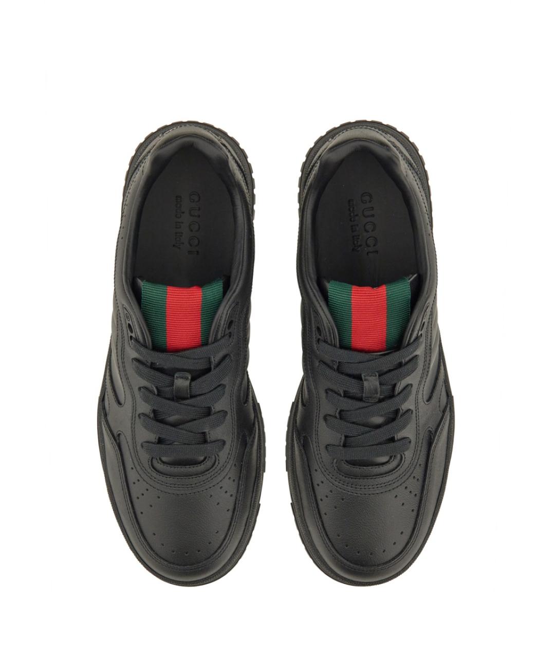 GUCCI Черные кожаные низкие кроссовки / кеды, фото 2