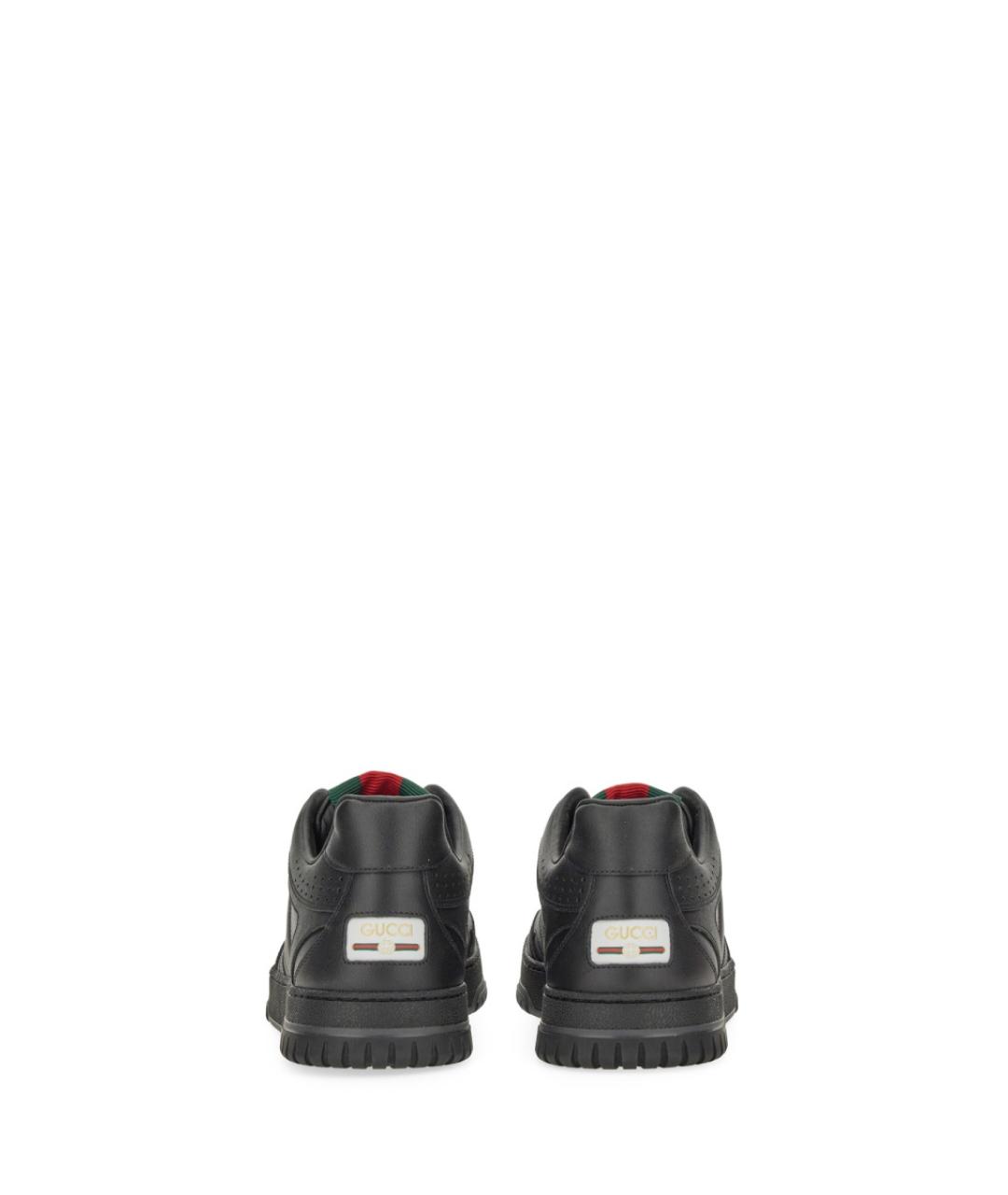 GUCCI Черные кожаные низкие кроссовки / кеды, фото 4