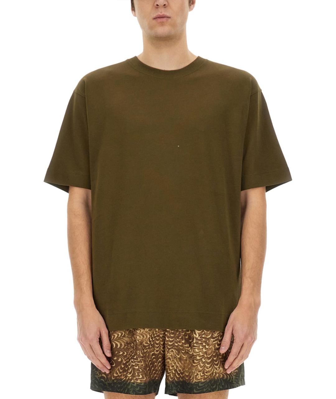 DRIES VAN NOTEN Коричневая хлопковая футболка, фото 2