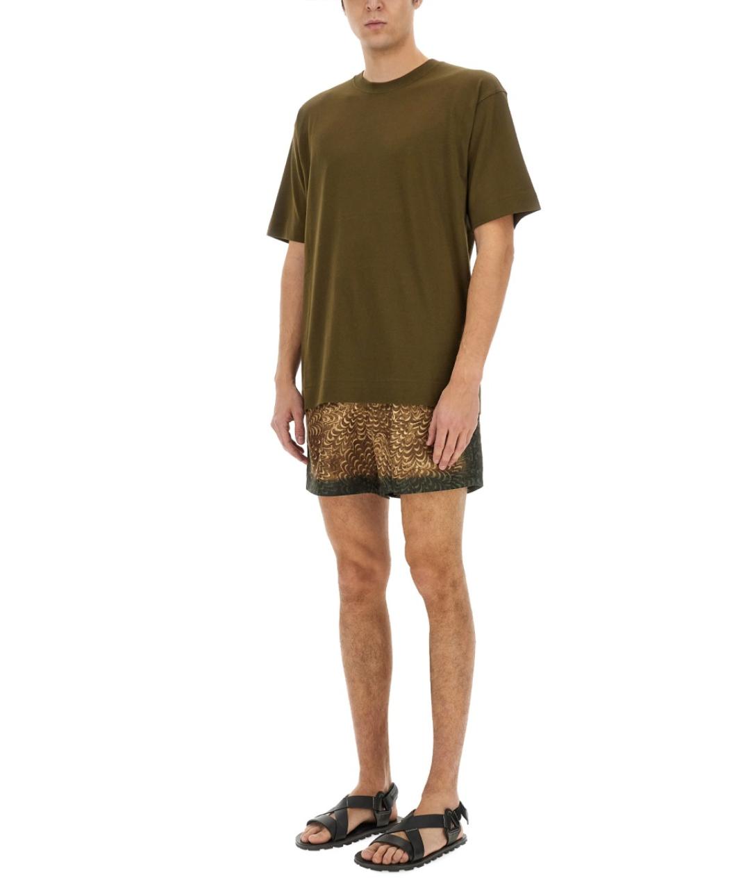 DRIES VAN NOTEN Коричневая хлопковая футболка, фото 3