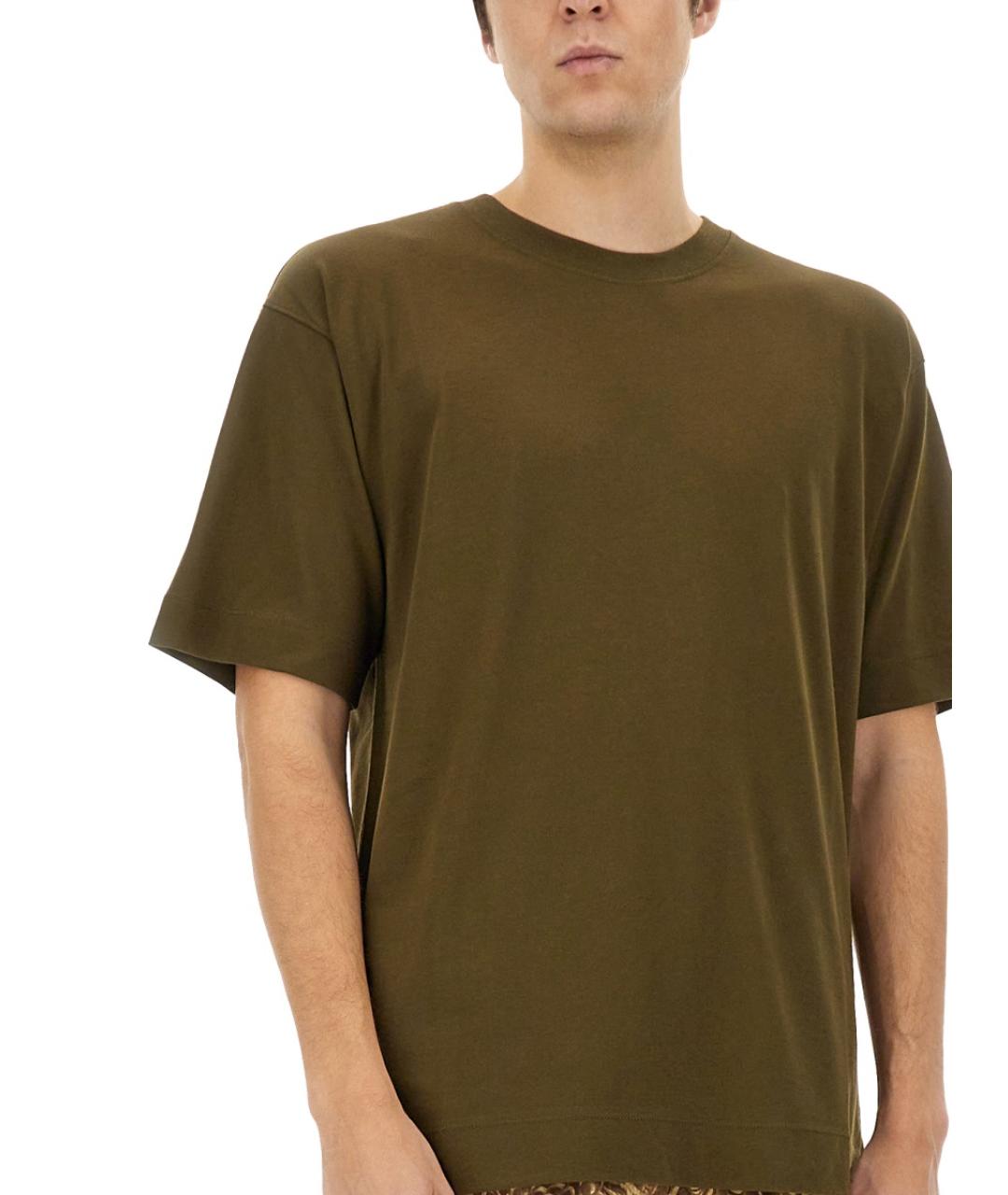 DRIES VAN NOTEN Коричневая хлопковая футболка, фото 5