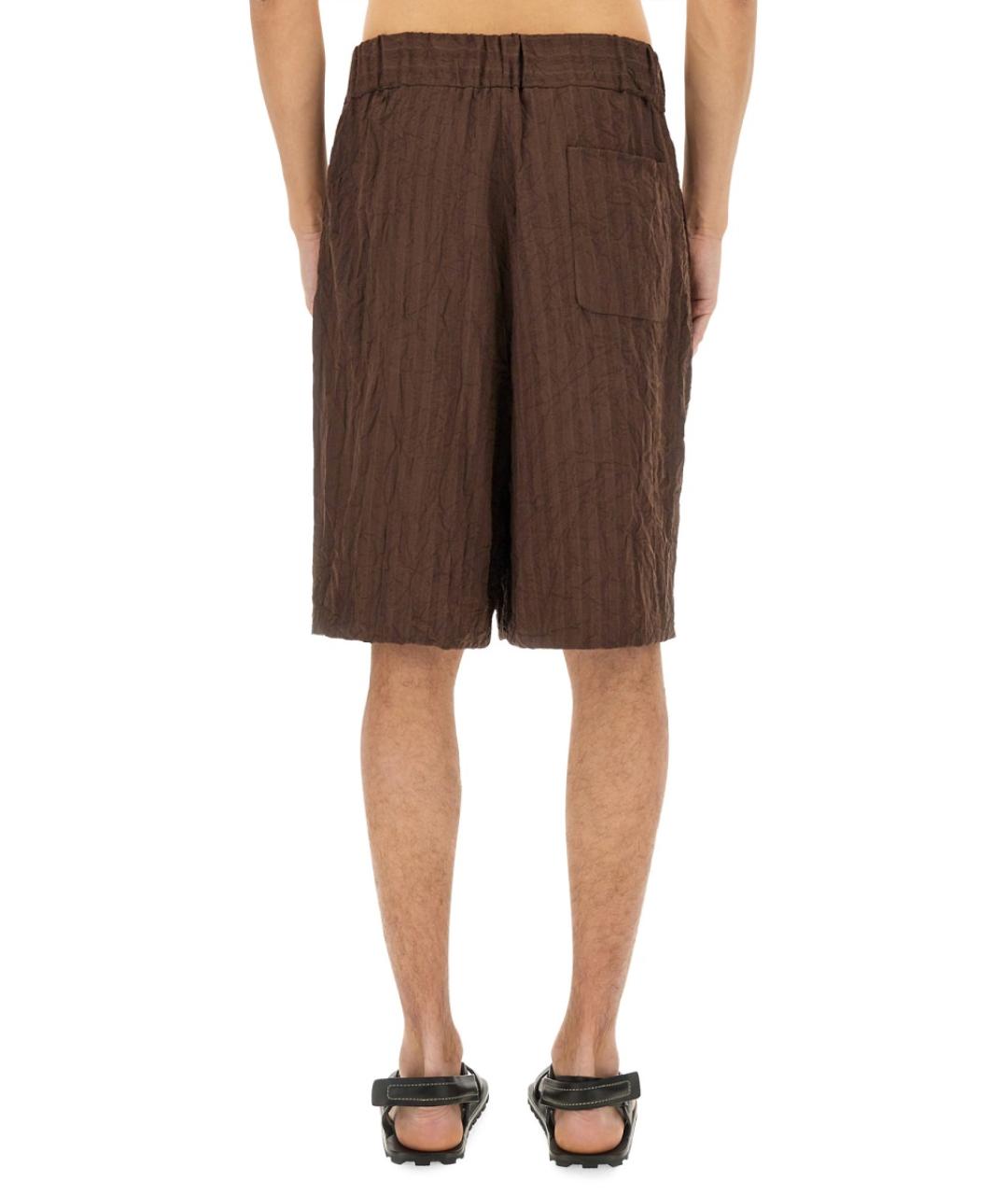 DRIES VAN NOTEN Коричневые полиэстеровые шорты, фото 4