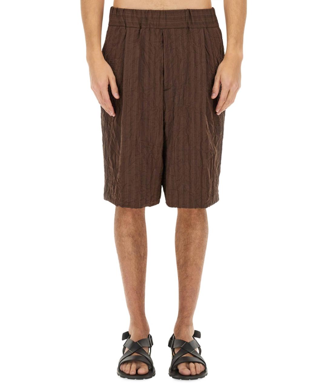 DRIES VAN NOTEN Коричневые полиэстеровые шорты, фото 2