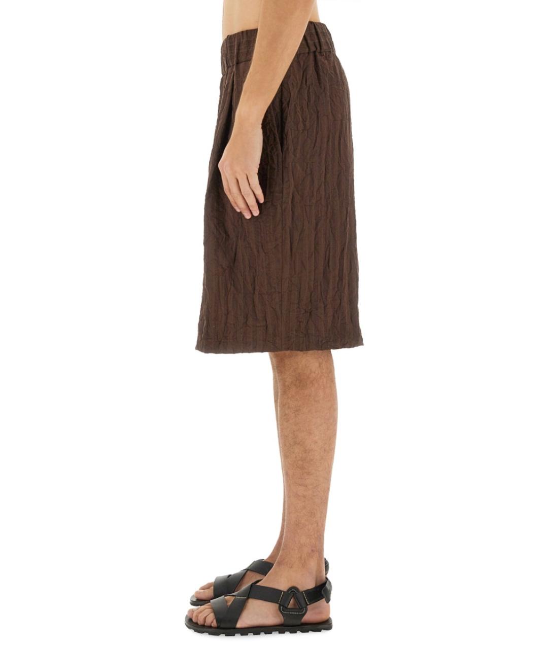 DRIES VAN NOTEN Коричневые полиэстеровые шорты, фото 5