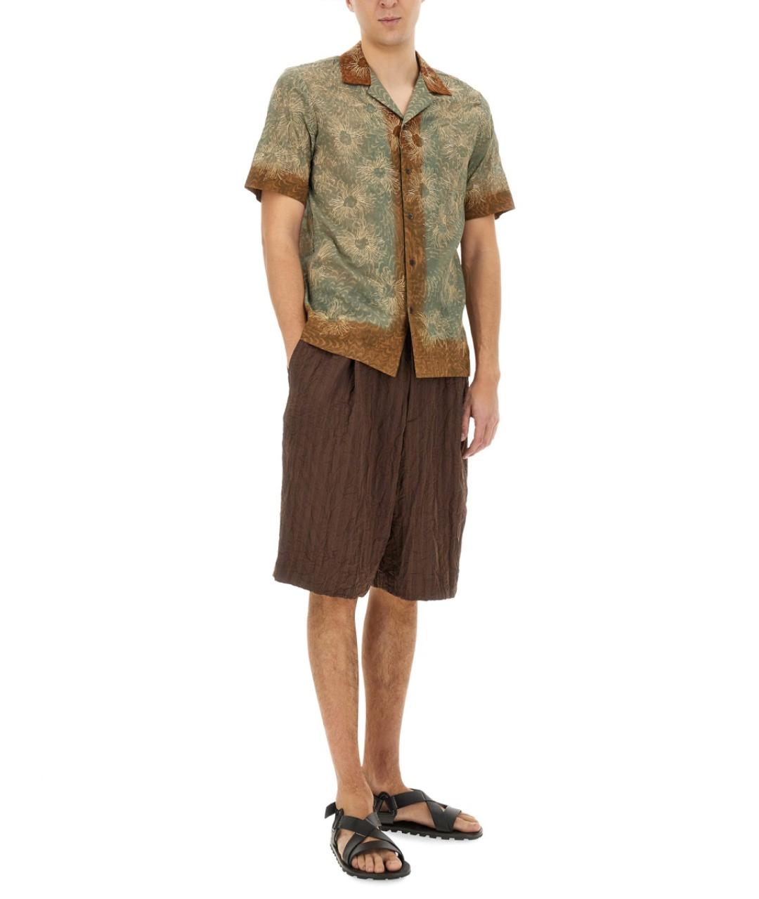 DRIES VAN NOTEN Коричневые полиэстеровые шорты, фото 3