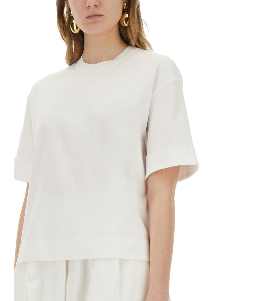MAX MARA Белая хлопковая футболка, фото 4