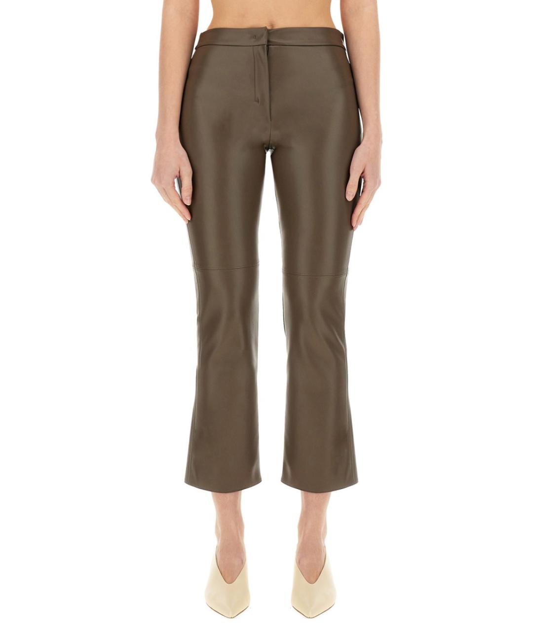 'S MAX MARA Коричневые полиэстеровые прямые брюки, фото 2